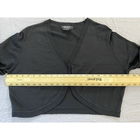 Karen Kane Sz L Black Cropped Rounded LS Button Silk Blend Cardigan - Picture 6 of 8